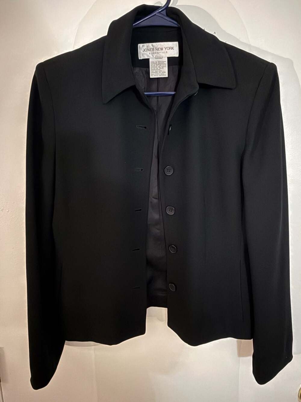 Jones New York Essentials Black Button-Front Blazer Jacket